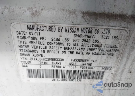 2011 Infiniti Ex35 Journey from USA, damaged, VIN JN1AJ0HR2BM853339